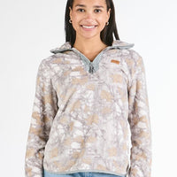 Y-Neck Zip Pullover - Camo White