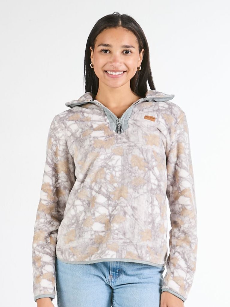 Y-Neck Zip Pullover - Camo White