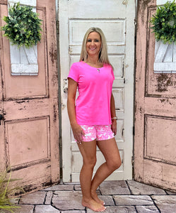 Lulu-B Basic Top Short Sleeve - Bright Pink