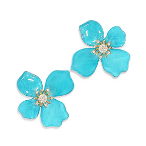 Clara Flower Earrings - Aqua