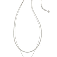 Elisa Herringbone Silver Multi Strand Necklace in Platinum Drusy