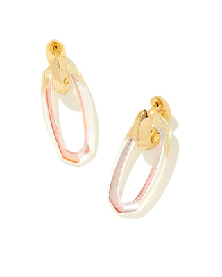 Elle Link Earrings Gold in Dichroic Glass