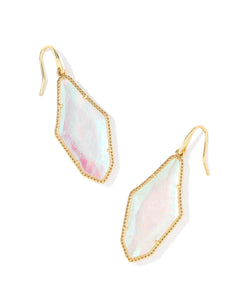 Evelyn Drop Earrings in Gold Rock Crystal Dichroic