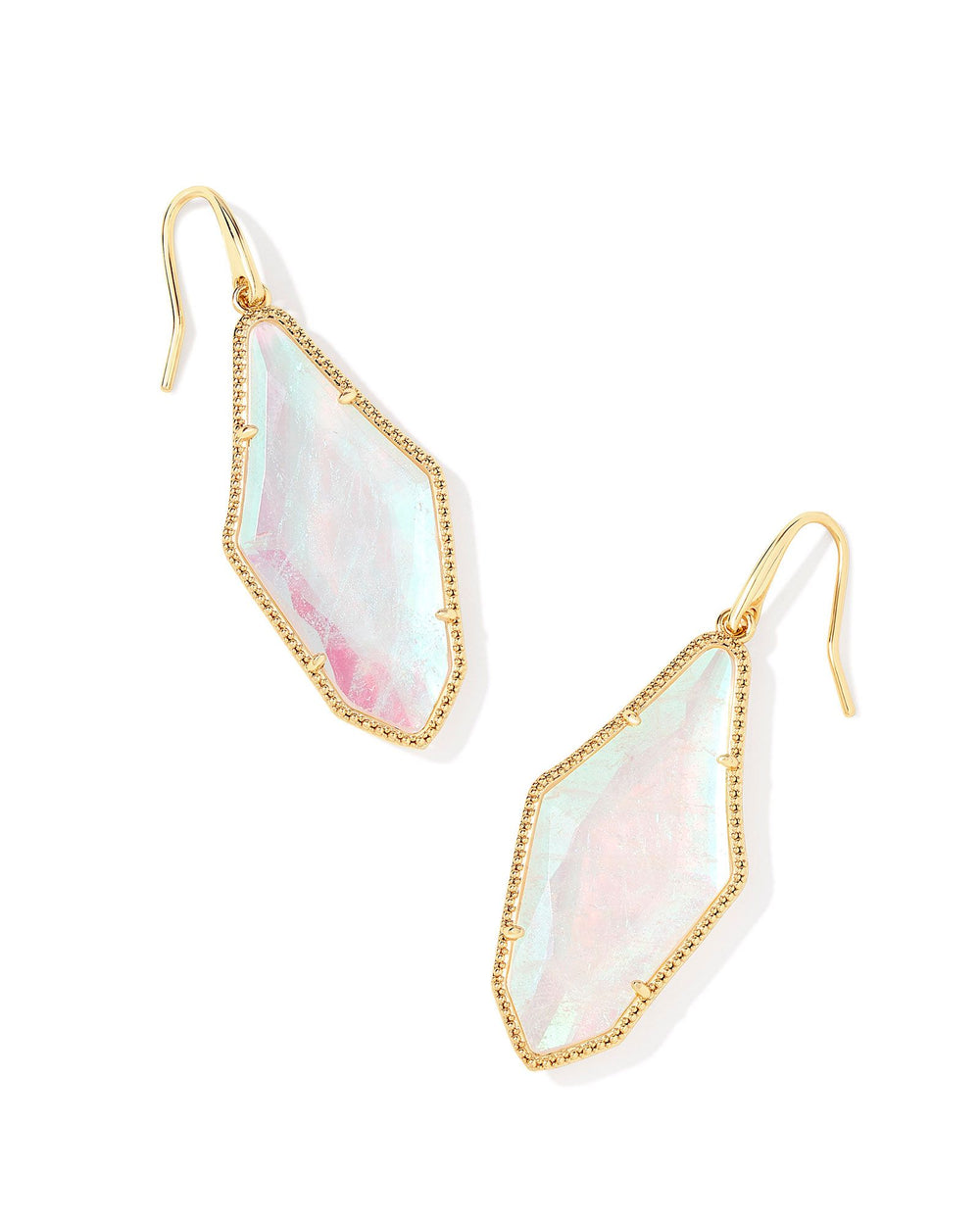 Evelyn Drop Earrings in Gold Rock Crystal Dichroic