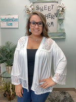 Ivory Lace Bell Sleeve Cardigan
