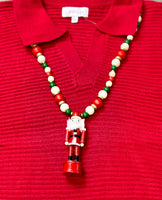 Wooden Nutcracker Necklace - Santa
