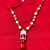 Wooden Nutcracker Necklace - Santa