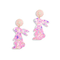 Pink Confetti Bunny Earrings