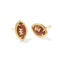 Football Gold Stud Earrings in Orange Goldstone