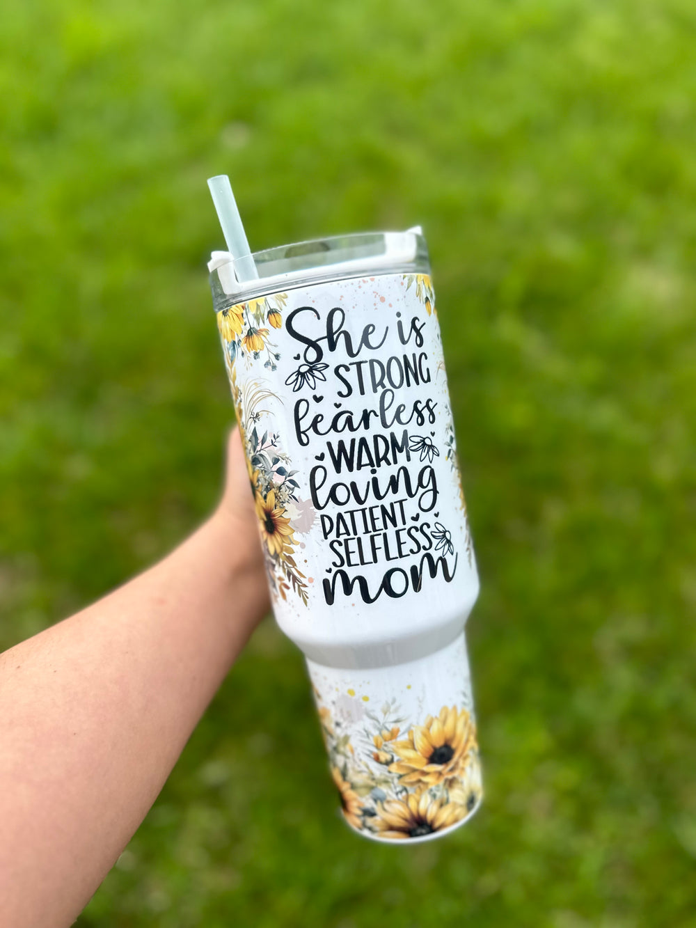 She Is Mom Sunflower - 40oz Tumbler