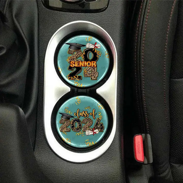 Turquoise Graduation Car Coaster Set