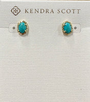 Daphne Stud Earring in Gold Variegated Turquoise
