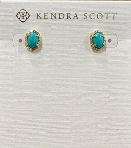 Daphne Stud Earring in Gold Variegated Turquoise