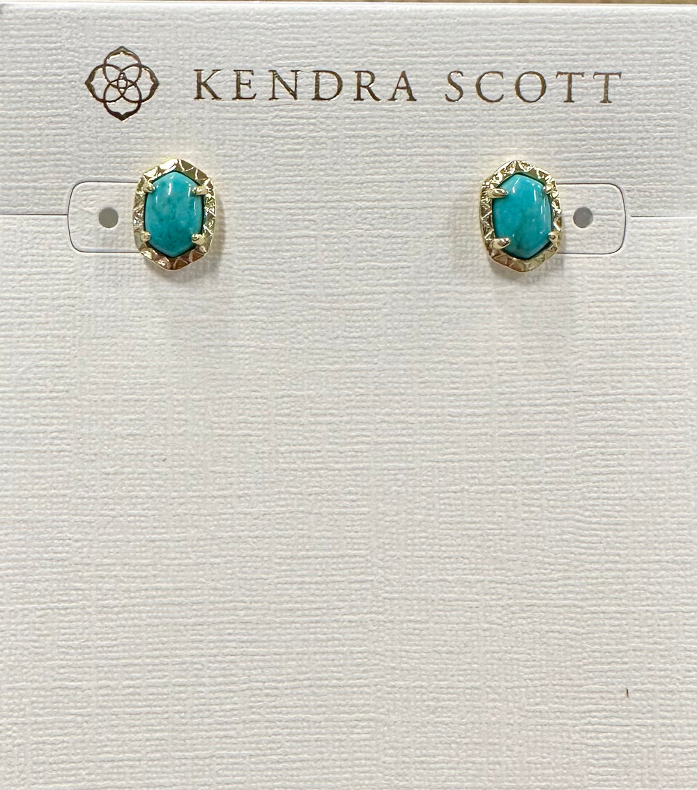 Daphne Stud Earring in Gold Variegated Turquoise