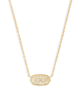 Elisa Pendant Necklace in Gold Filigree Metal