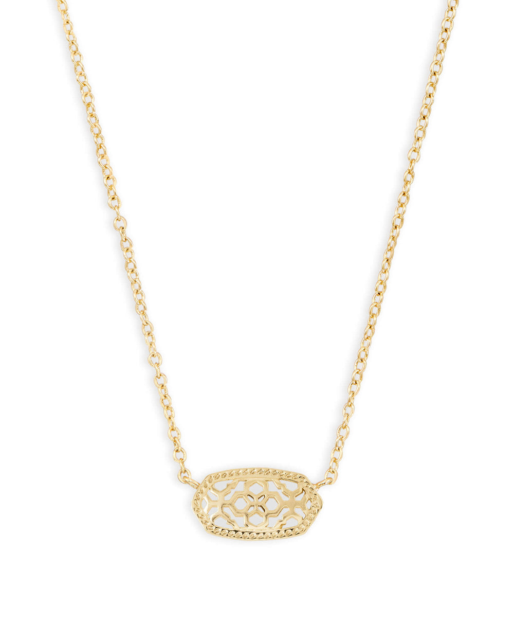 Elisa Pendant Necklace in Gold Filigree Metal