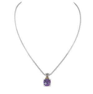 K5246-A303 - Beijos Cor - Cushion Cut Pendant Necklace - Amethyst