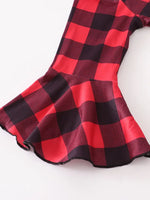 Red and Black Plaid Santa Applique Sequin Skirt Set
