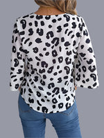 Leopard Print Lace-Up Chiffon Top
