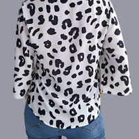 Leopard Print Lace-Up Chiffon Top