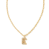 Crystal Letter E Gold Short Pendant Necklace in White Crystal