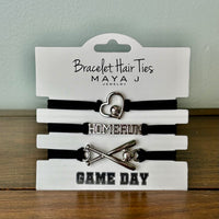 Game Day Bracelet Hair Ties - Softball (Silver)