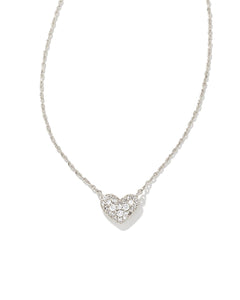 9608802990 Ari Pave Heart Crystal Necklace in Silver