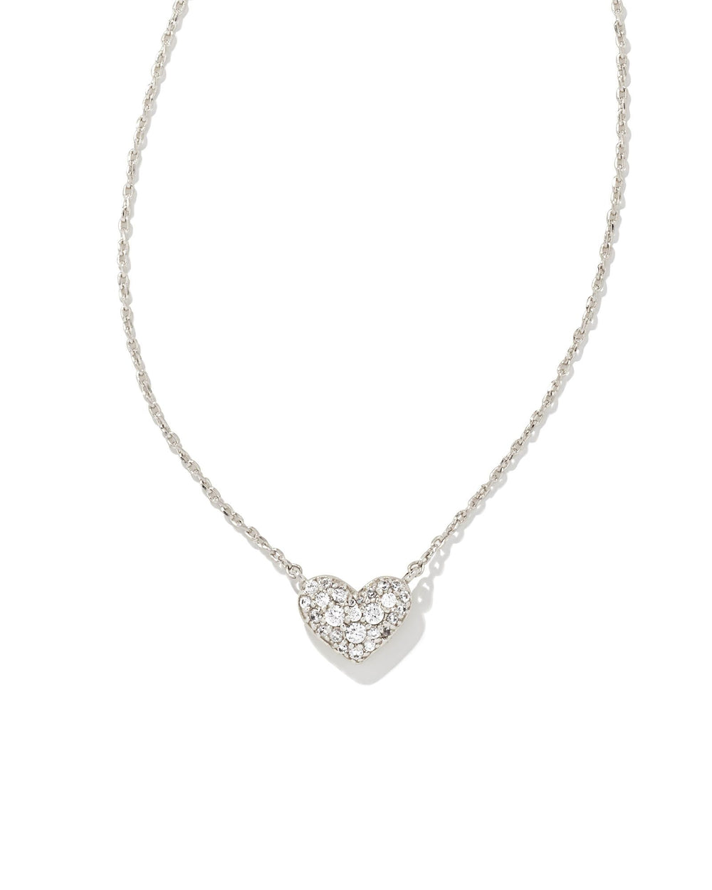 Ari Pave Heart Crystal Necklace in Silver