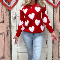 Fuzzy Sweater - Valentine Red