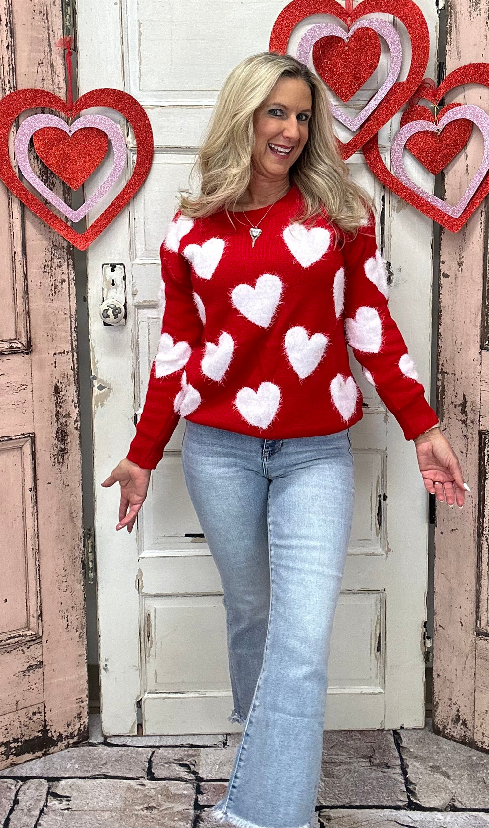 Fuzzy Sweater - Valentine Red