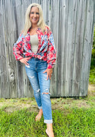 Red Color Block Plaid Shirt
