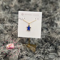 9608863887 Ada Star Short Pendant Necklace Gold in Blue Cobalt Illusion
