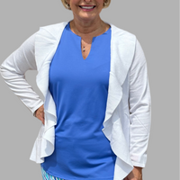 CAC7397 Ruffle Trimmed Cardigan - WHT