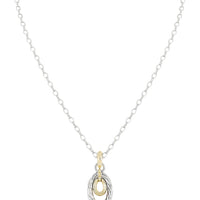 K5461-A003 - Cordão Collection - Oval With Inset Pendant Necklace - Two-Tone