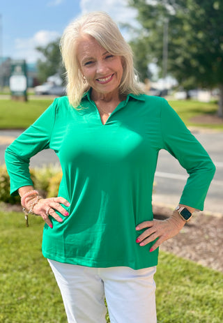 Lulu-B 3/4 Collar Top - EMRL