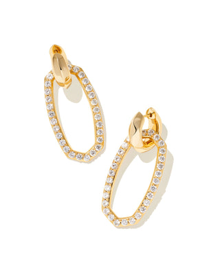Danielle Link Earrings Gold in White Crystal