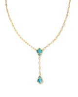 Camry Gold Y Necklace in Indigo Watercolor Illusion
