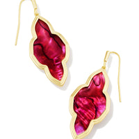 Framed Abbie Gold Drop Earrings in Light Burgundy Illusion