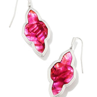 Framed Abbie Silver Drop Earrings in Light Burgundy Illusion