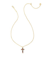 Gracie Cross Pendant Necklace Gold in Multi Mix
