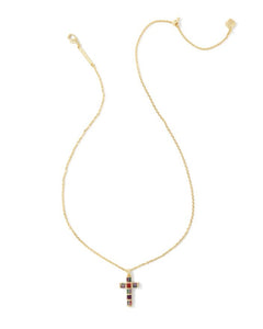 Gracie Cross Pendant Necklace Gold in Multi Mix