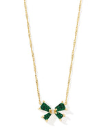 Blair Gold Bow Short Pendant Necklace in Emerald Drusy
