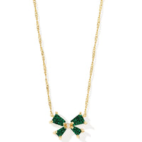 Blair Gold Bow Short Pendant Necklace in Emerald Drusy