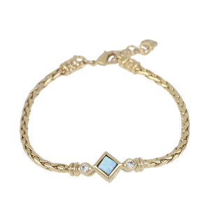 B5568-G6F0 Opalas do Mar Single Strand Blue Diamond Opal Bracelet - Gold