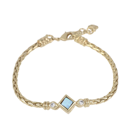 B5568-G6F0 Opalas do Mar Single Strand Blue Diamond Opal Bracelet - Gold