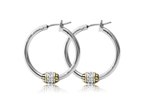 G2735-AF00 - Beaded Pavé Hoop Earrings