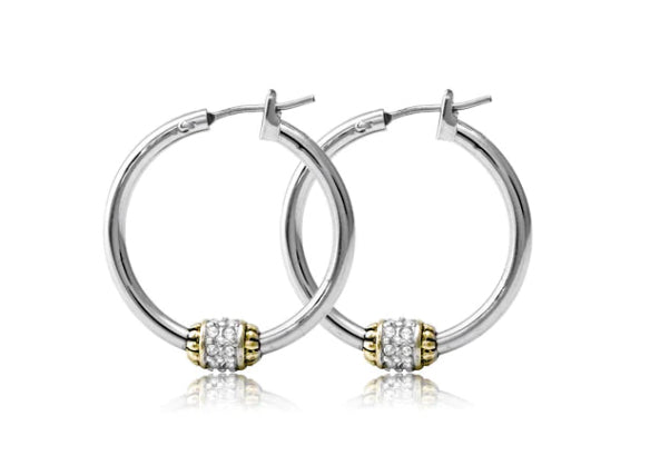 G2735-AF00 - Beaded Pavé Hoop Earrings