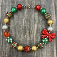 Festivite Christmas Bow Chunky Bead Necklace