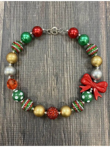 Festivite Christmas Bow Chunky Bead Necklace