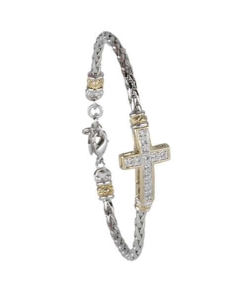 B5610-AF01 - Celebration Petite Pavé Cross Single Strand Bracelet